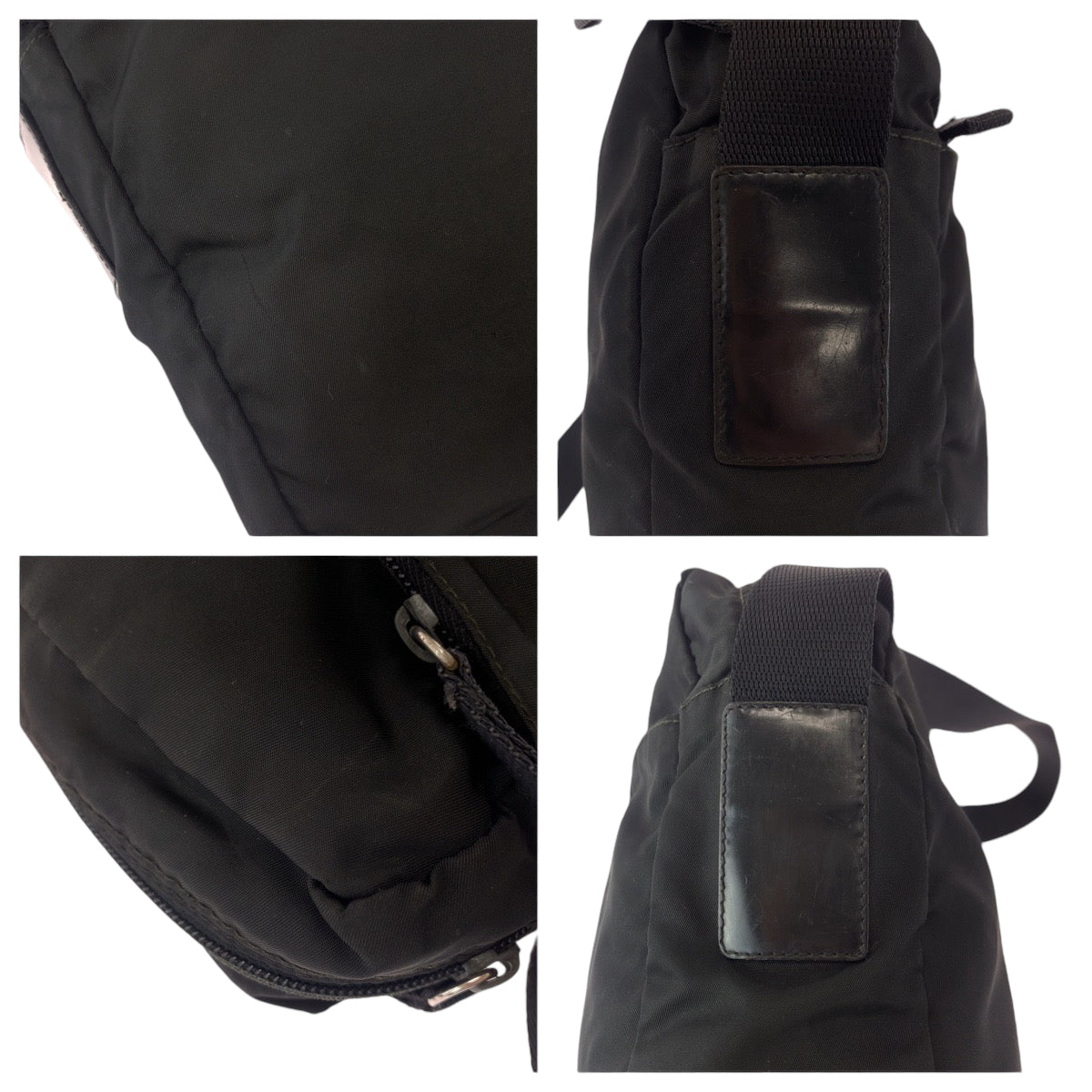 PRADA Shoulder Bag Nylon black Shoulder Bag pochette Test Triangle With logo Women Used Authentic