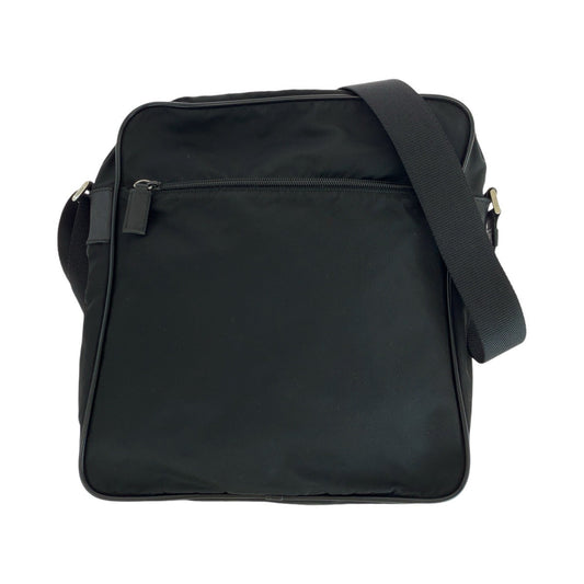 PRADA Shoulder Bag Nylon, Leather BlackSilverMetal Shoulder Bag Pochette Unisex Test Triangle With logo Women Used Authentic