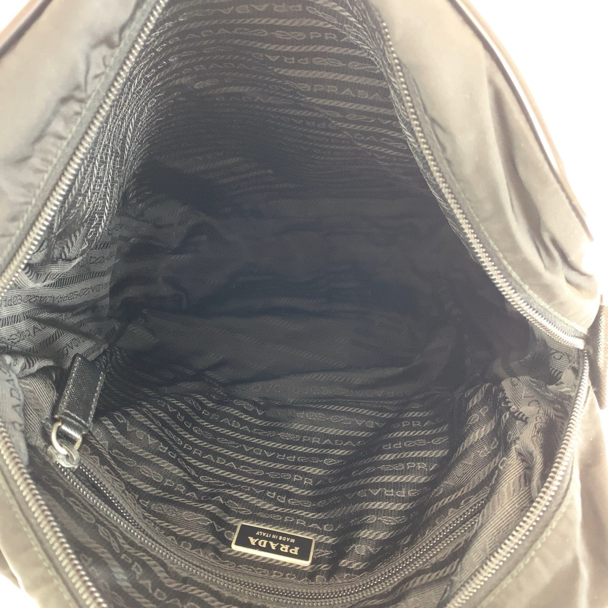 PRADA Shoulder Bag Nylon, Leather BlackSilverMetal Shoulder Bag Pochette Unisex Test Triangle With logo Women Used Authentic