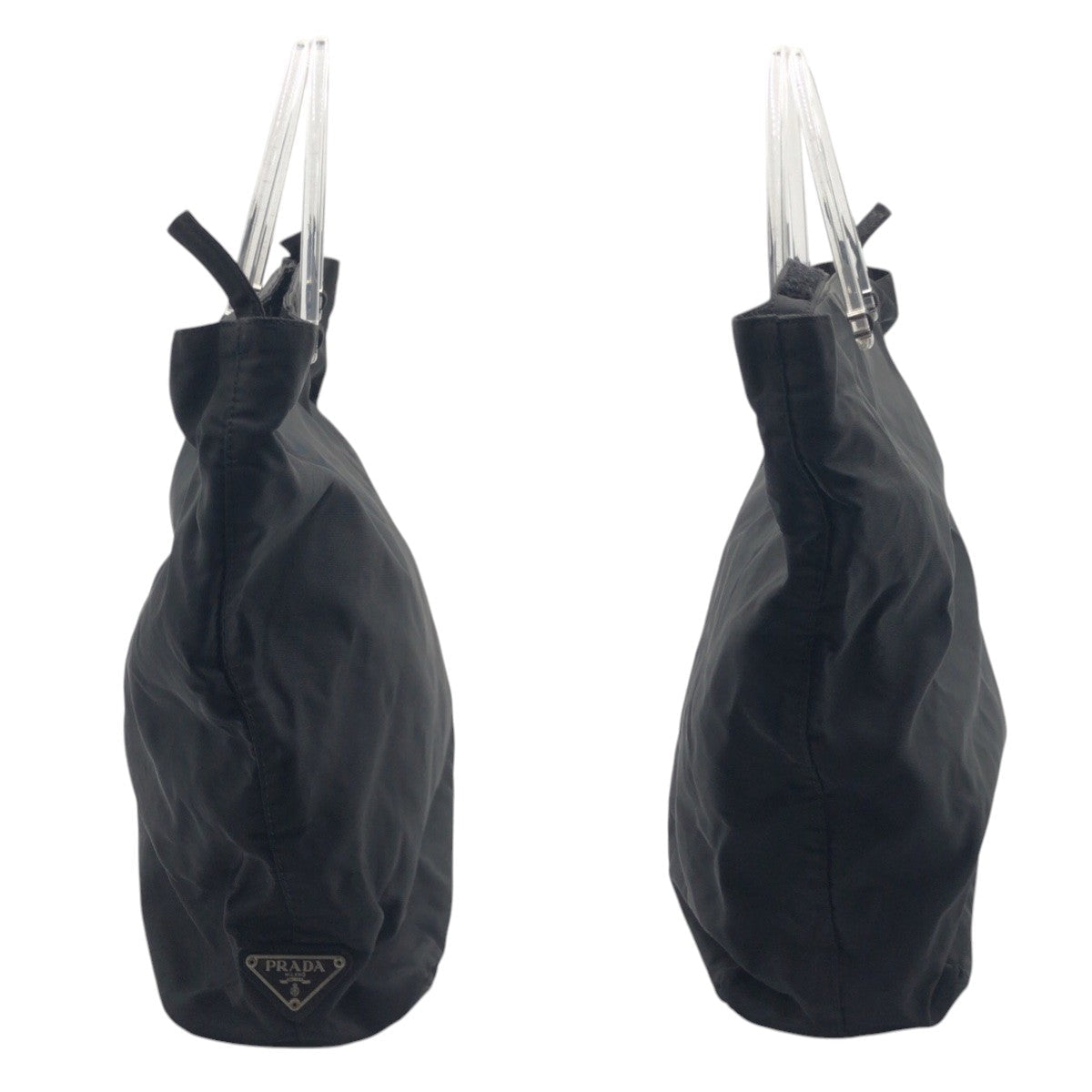 PRADA Handbag Nylon Black black Handbag Tote Bag Test Triangular logo Women Used Authentic