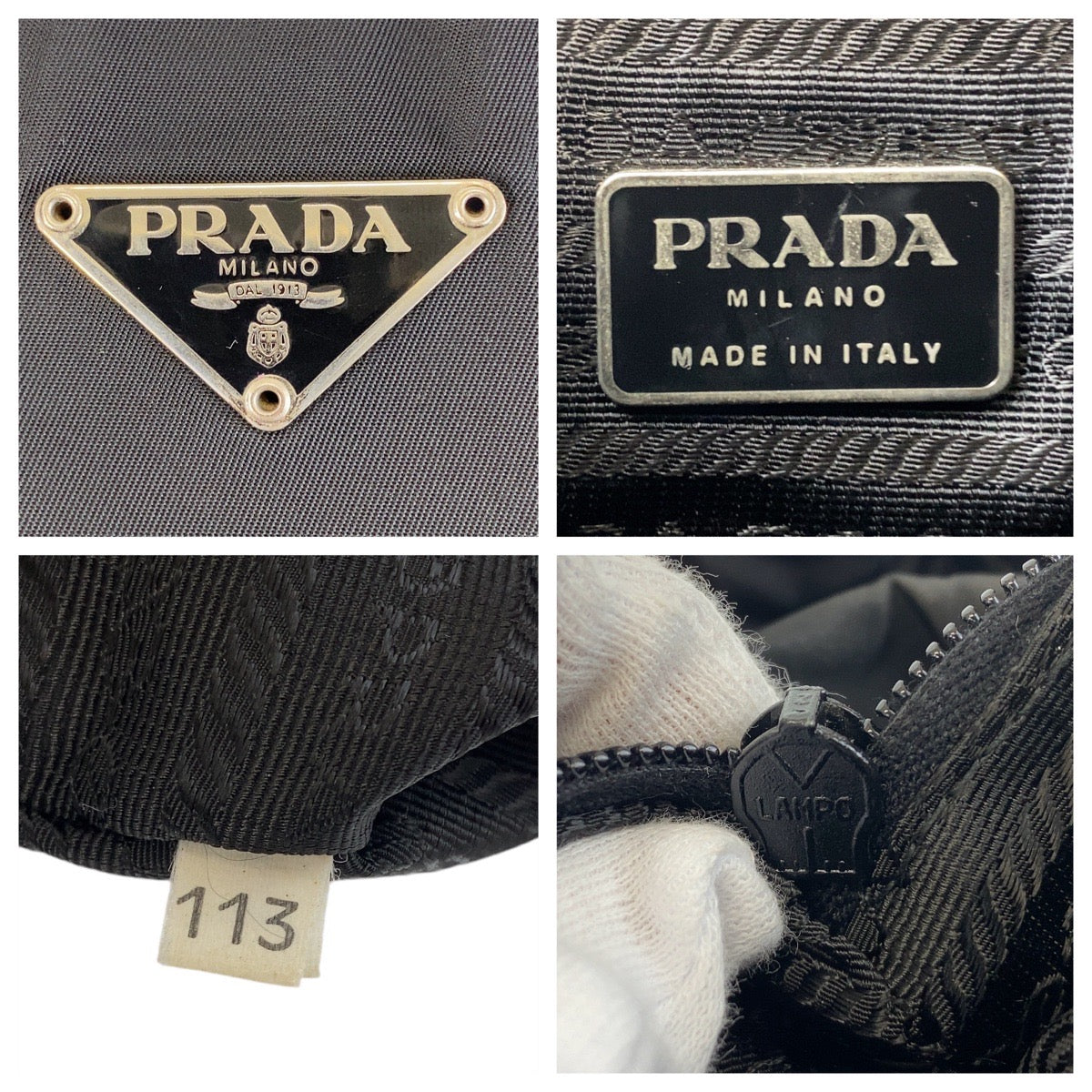 PRADA Tote Bag Nylon BlackSilverMetal Tote Bag Shoulder Bag Test Triangle With logo Women Used Authentic