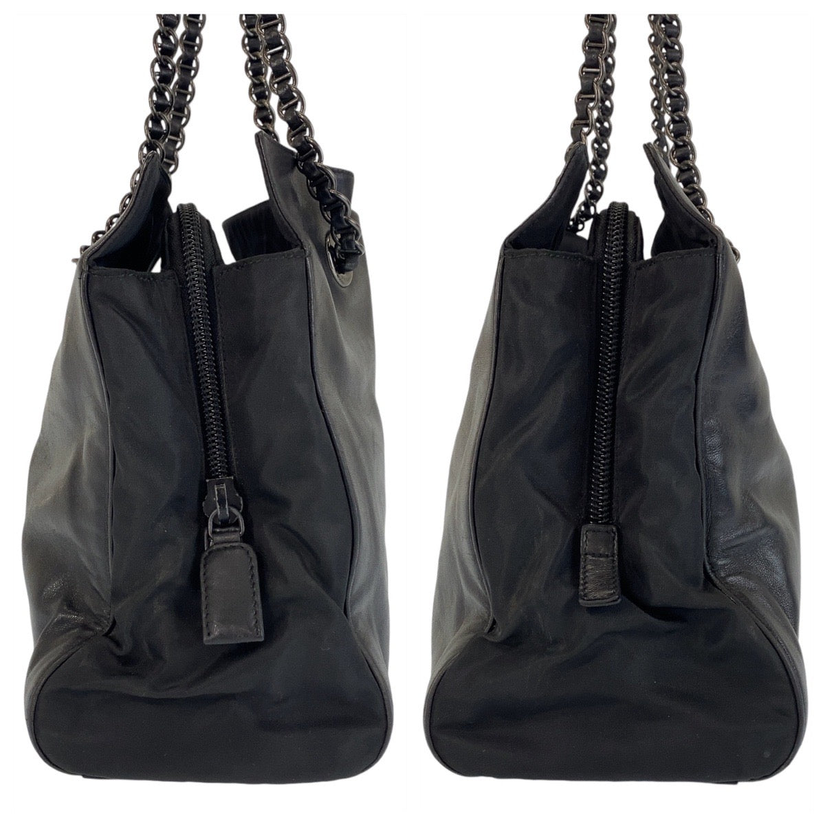 PRADA Shoulder Bag leather black Plastic Chain Shoulder Bag Tote Bag Women Used Authentic