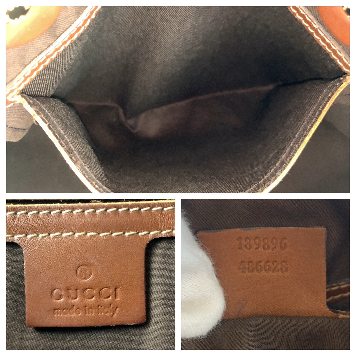 GUCCI Tote Bag 189896 GG Supreme canvas, leather Brown Gold Metal Tote Bag Shoulder Bag Women Used Authentic