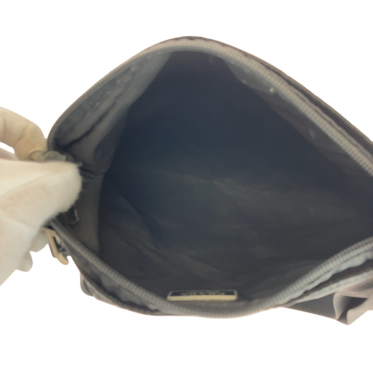 PRADA Shoulder Bag Nylon Black SilverMetal Shoulder Bag pochette Test Triangle With logo Women Used Authentic