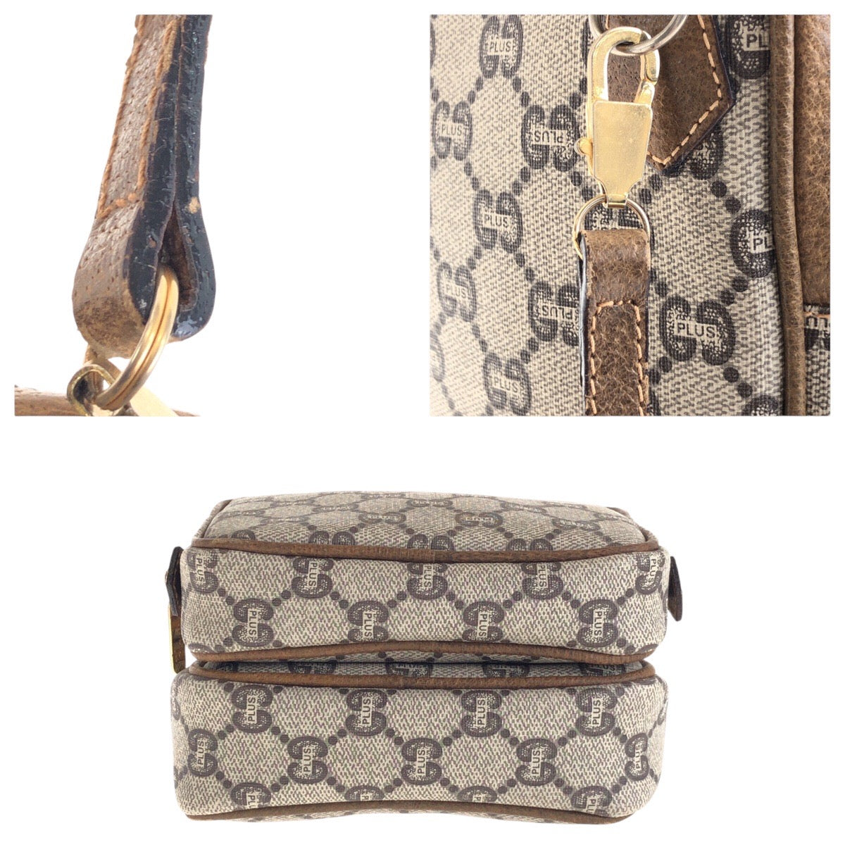 GUCCI Shoulder Bag GG Supreme canvas, leather Beige Gold Metal Crossbody Shoulder Bag GUCCI Plus Women Used Authentic