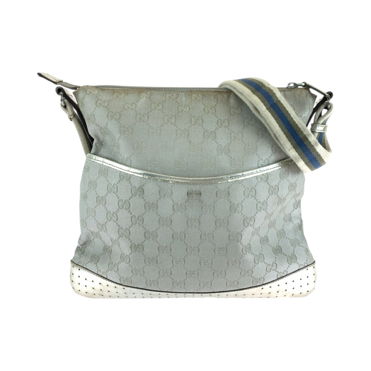 GUCCI Shoulder Bag 145857 GG canvas, enamel Silver SilverMetal Shoulder Bag pochette Women Used Authentic