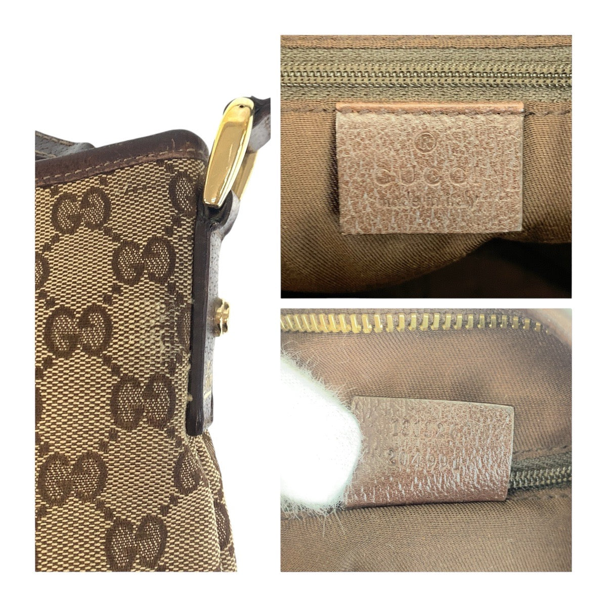 GUCCI Shoulder Bag GG canvas, leather Beige Brown Gold Metal Crossbody Shoulder Bag Pochette Abbey Women Used Authentic