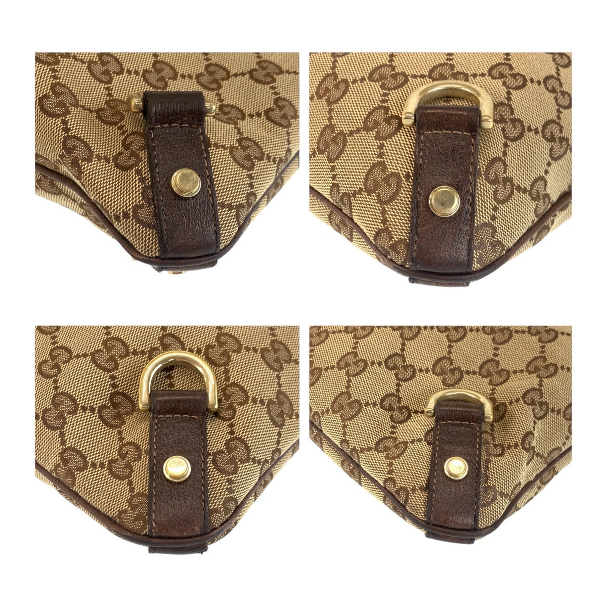 GUCCI Shoulder Bag GG canvas, leather Beige Brown Gold Metal Crossbody Shoulder Bag Pochette Abbey Women Used Authentic