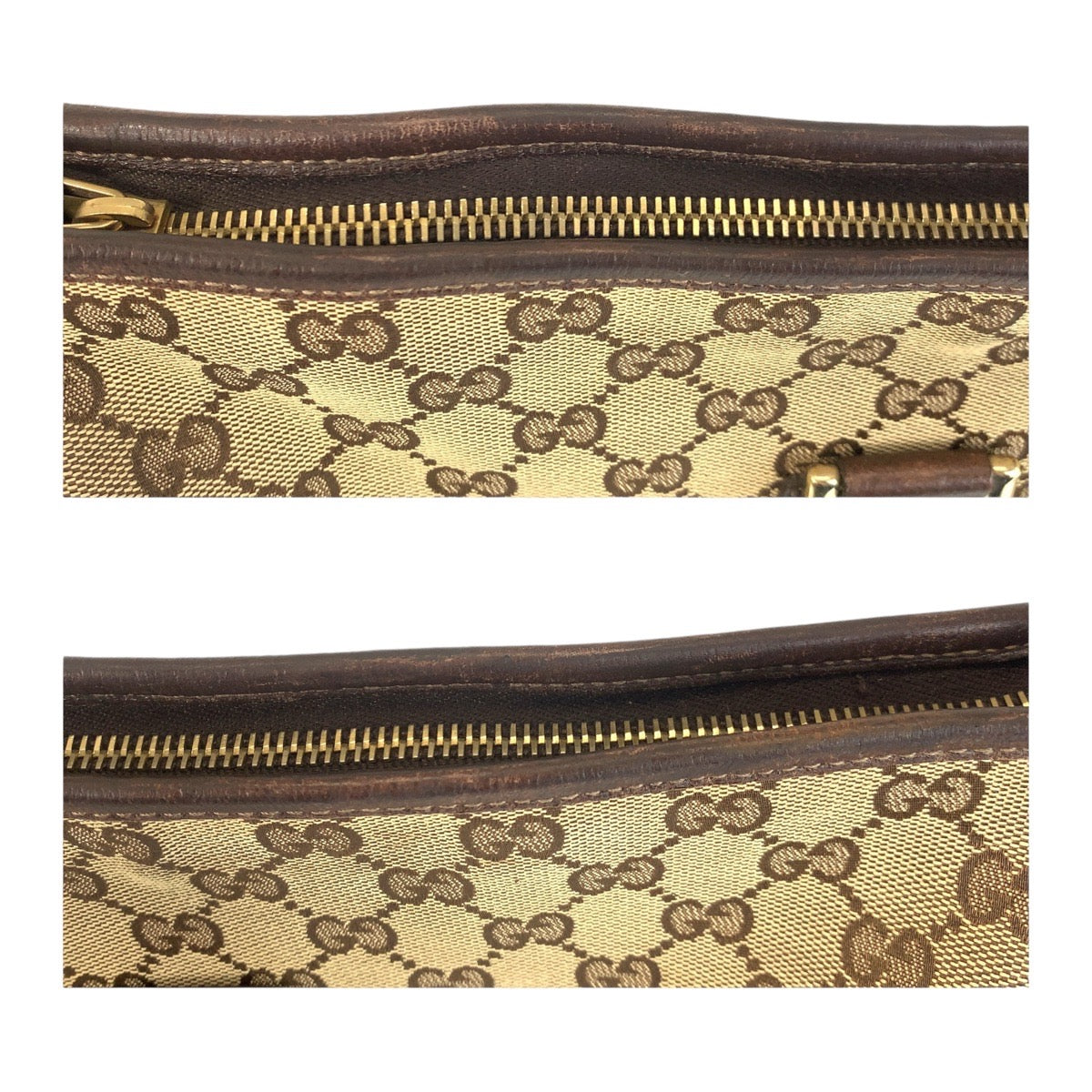 GUCCI Shoulder Bag GG canvas, leather Beige Brown Gold Metal Crossbody Shoulder Bag Pochette Abbey Women Used Authentic