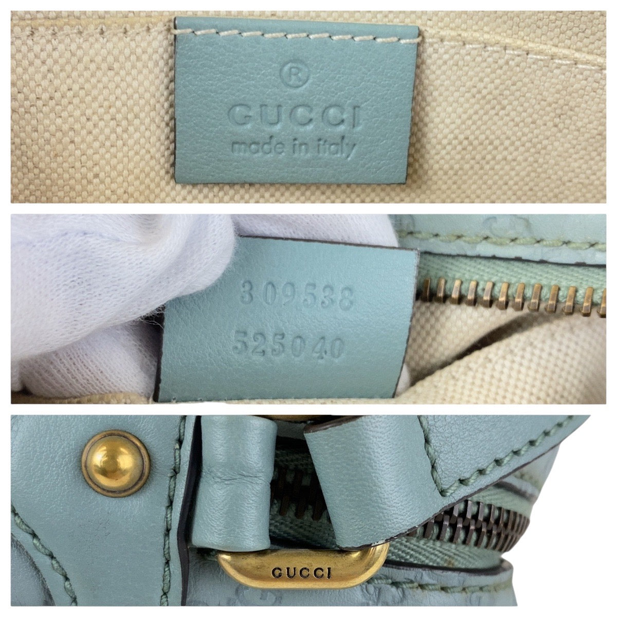 GUCCI Shoulder Bag 309538 leather Blue GoldMetal Crossbody Shoulder Bag Pochette Micro Guccissima Bamboo Women Used Authentic