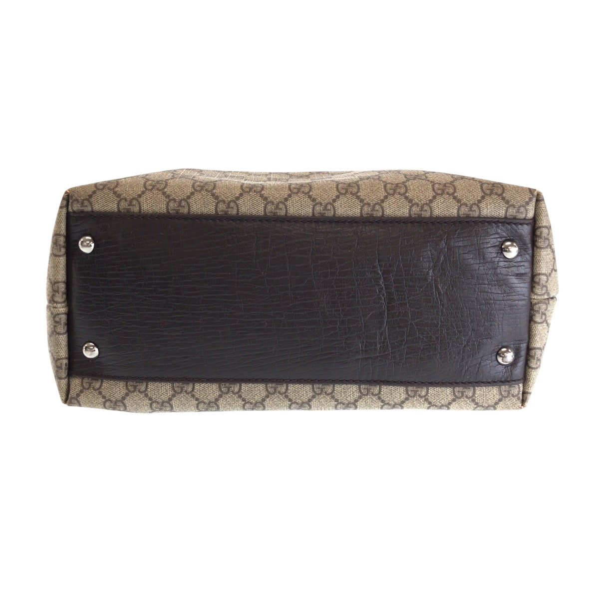 GUCCI Tote Bag 131220 GG Supreme Canvas Beige Brown SilverMetal Tote Bag Shoulder Bag Women Used Authentic