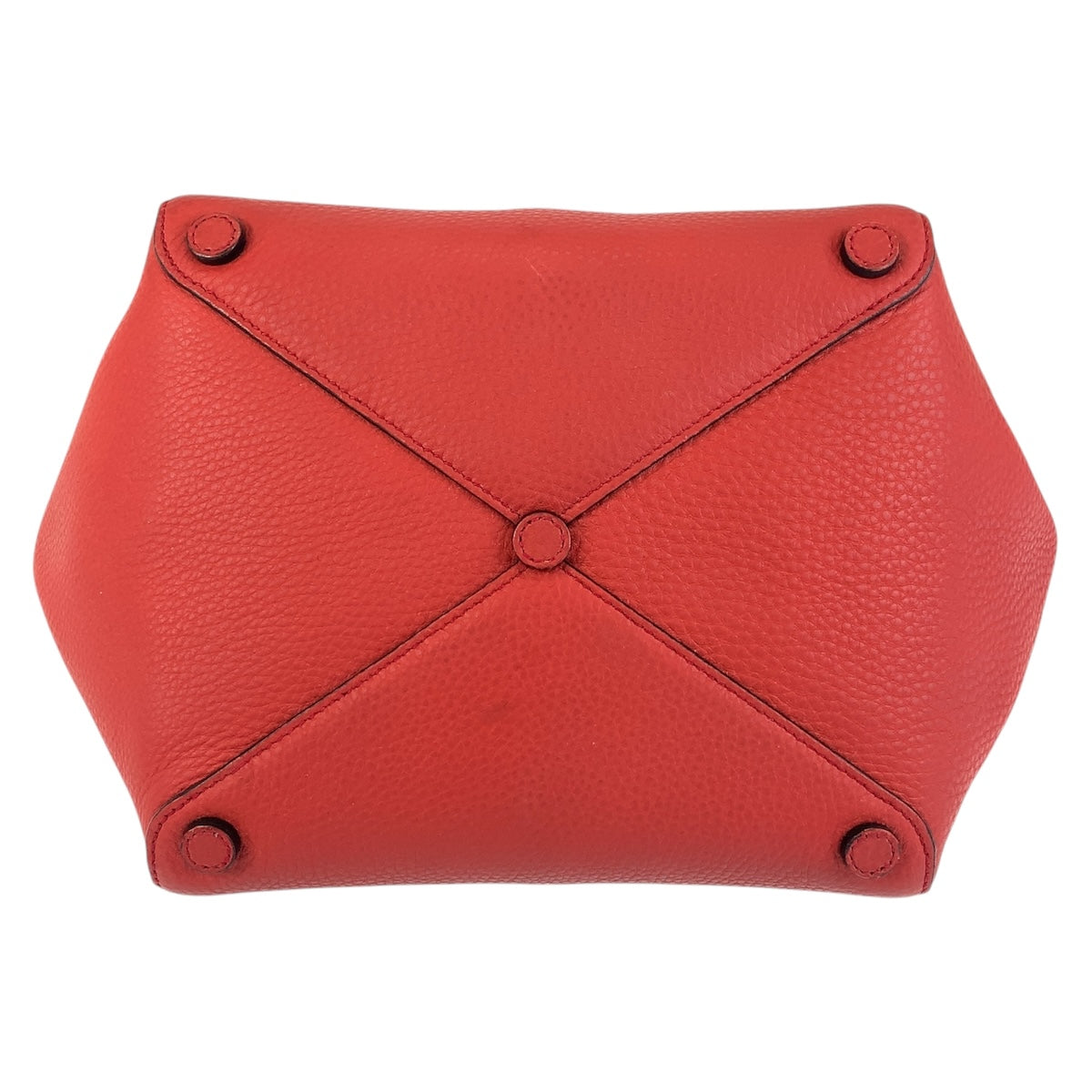 PRADA Tote Bag leather Red Gold Metal Triangle With logo