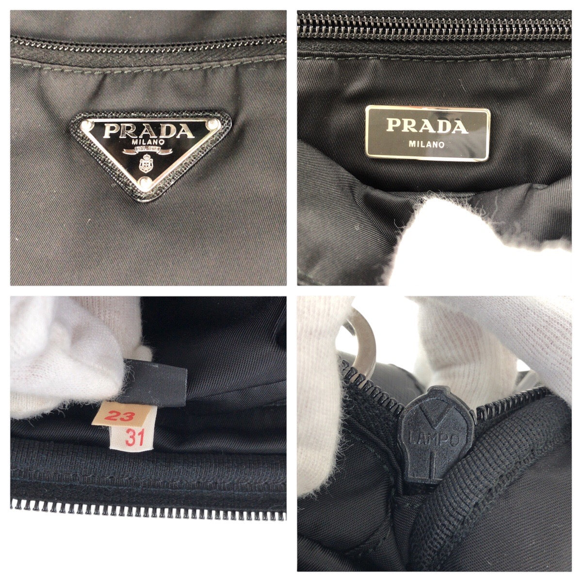 PRADA Business bag Nylon, Leather Black SilverMetal Business bag Briefcase 2way Testo Saffiano Triangle With logo mens Used Authentic