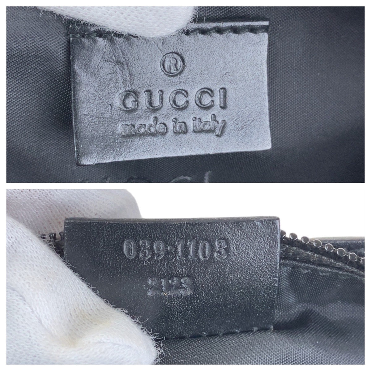 GUCCI Handbag 039 1103 Nylon Black Silver Metal Handbag accessory pouch Women Used Authentic