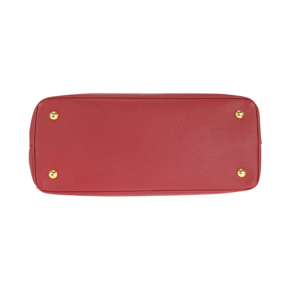 PRADA Tote Bag leather Red Gold Metal Tote Bag handbag Galleria Saffiano Triangle With logo Women Used Authentic