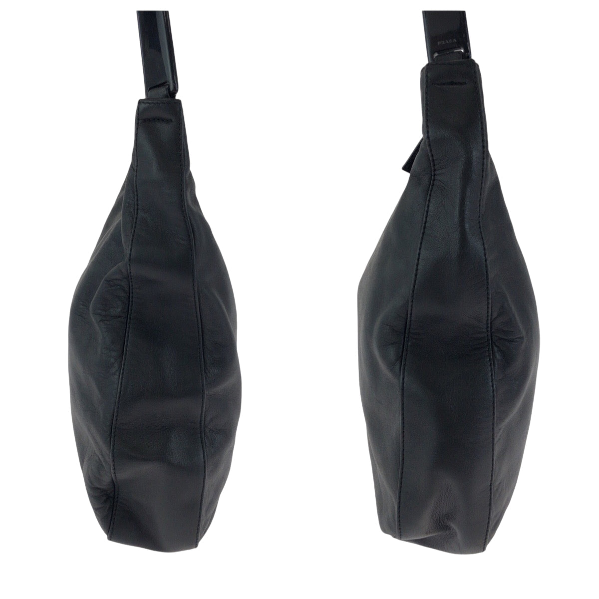PRADA Shoulder Bag Plastic, Leather Black black Hobo Plastic Handle Shoulder Bag Plat Stick handle logo Women Used Authentic