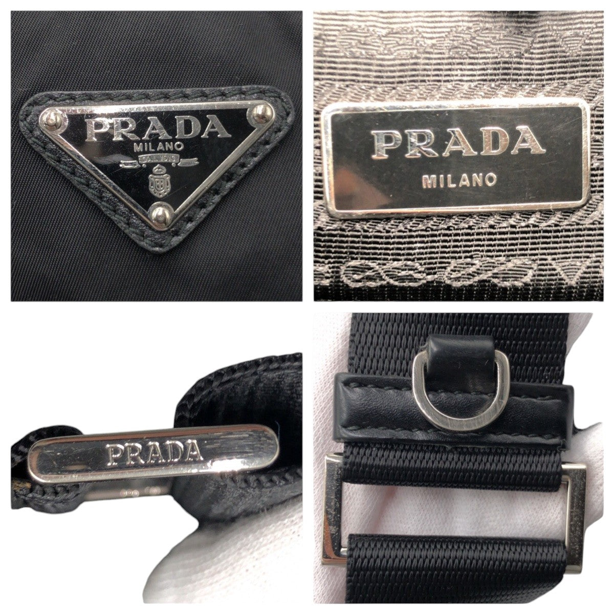 PRADA Shoulder Bag Nylon Black black Test Triangular logo