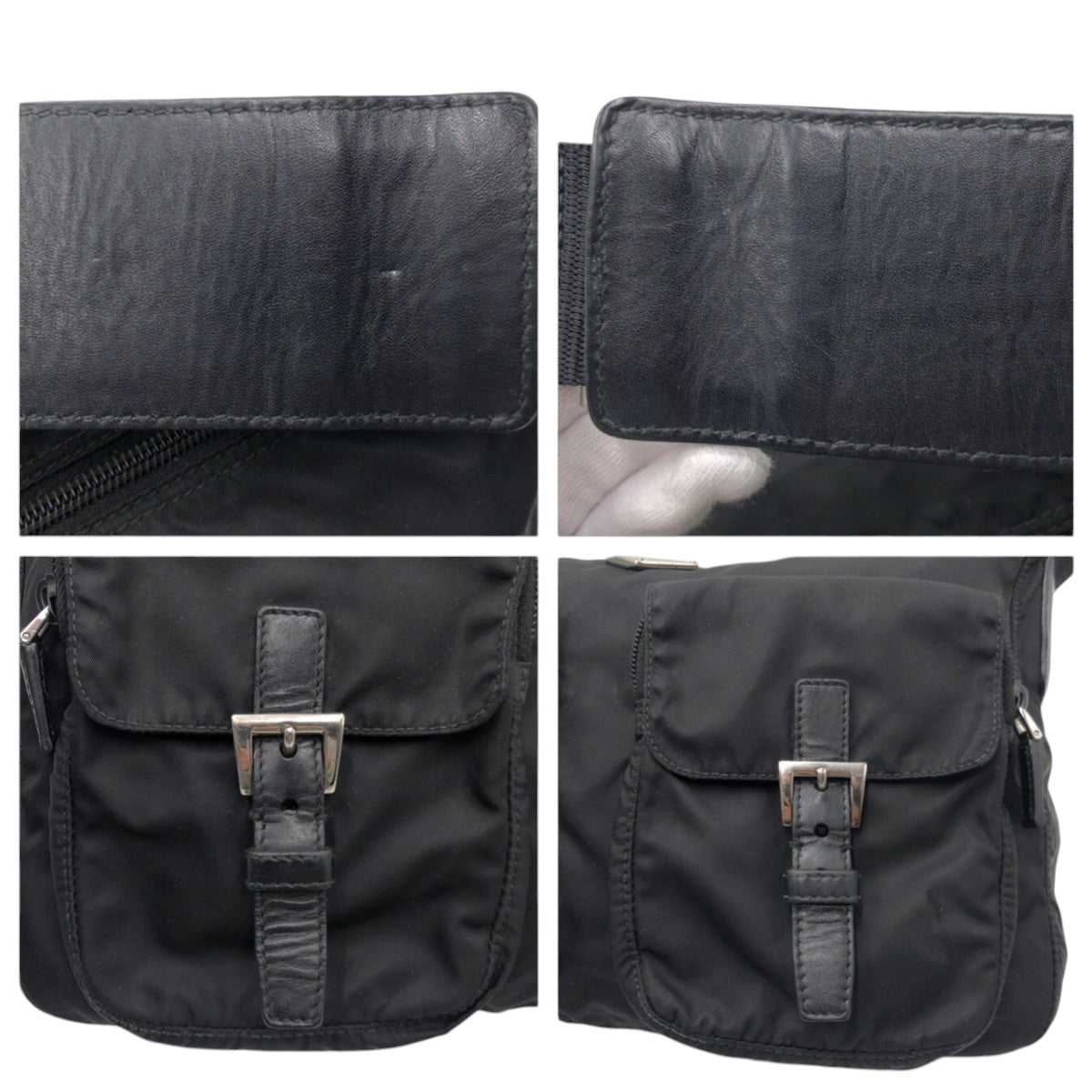 PRADA Shoulder Bag Nylon Black black Test Triangular logo