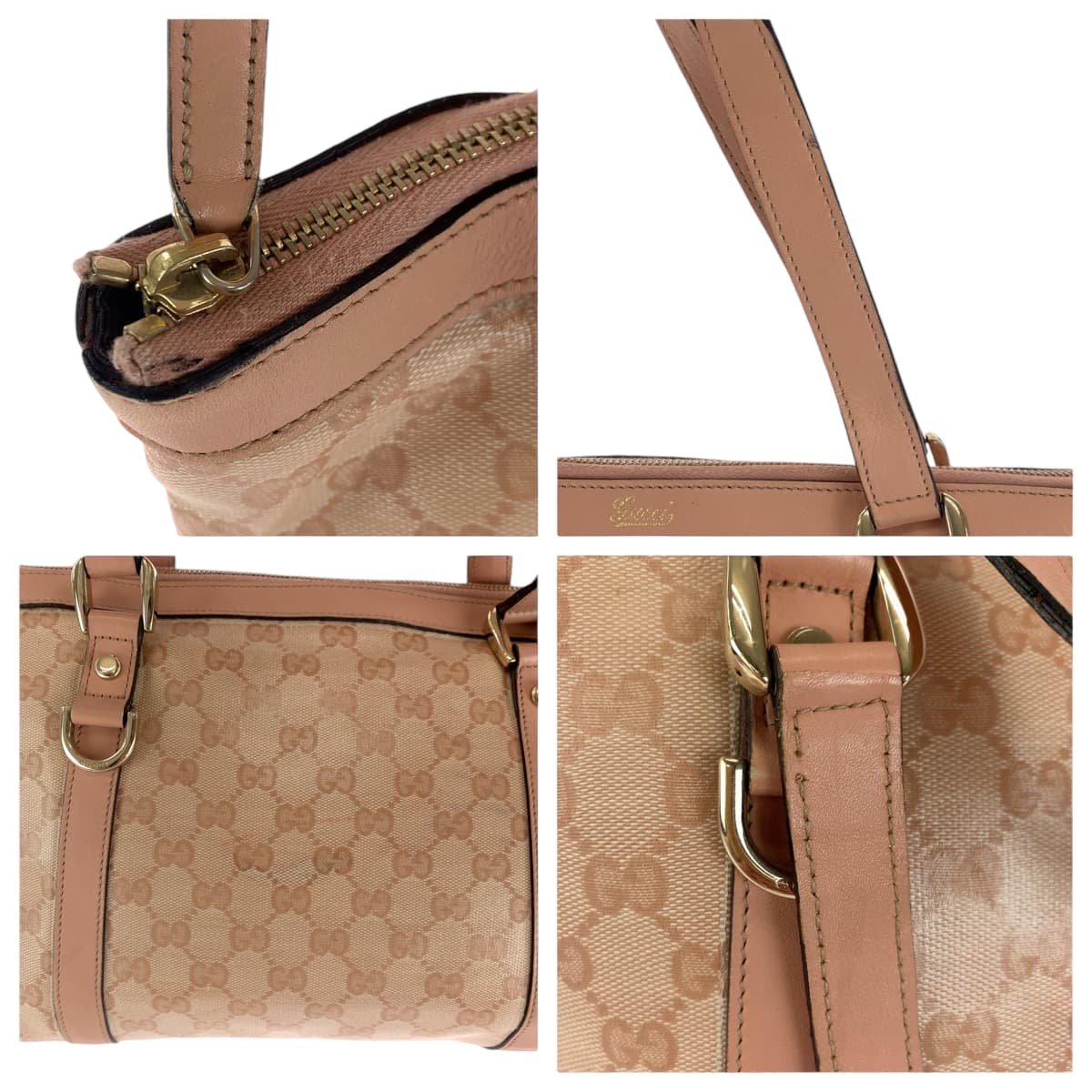 GUCCI Tote Bag 141470 PVC Pink Gold Metal Tote Bag Shoulder Bag Guccisima Women Used Authentic