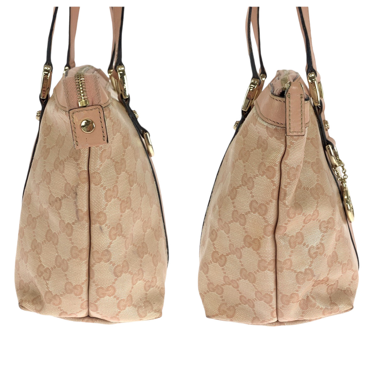 GUCCI Tote Bag 141470 PVC Pink Gold Metal Tote Bag Shoulder Bag Guccisima Women Used Authentic