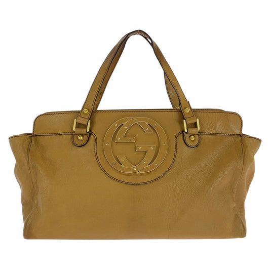 GUCCI Handbag 121551 leather Brown Gold Metal Blondy Women Used Authentic