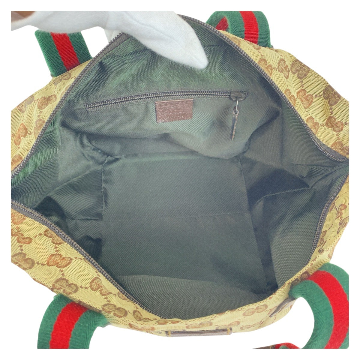 GUCCI Tote Bag 131228 GG canvas, leather Brown beige Tote Bag Shoulder Bag Sherry line Women Used Authentic