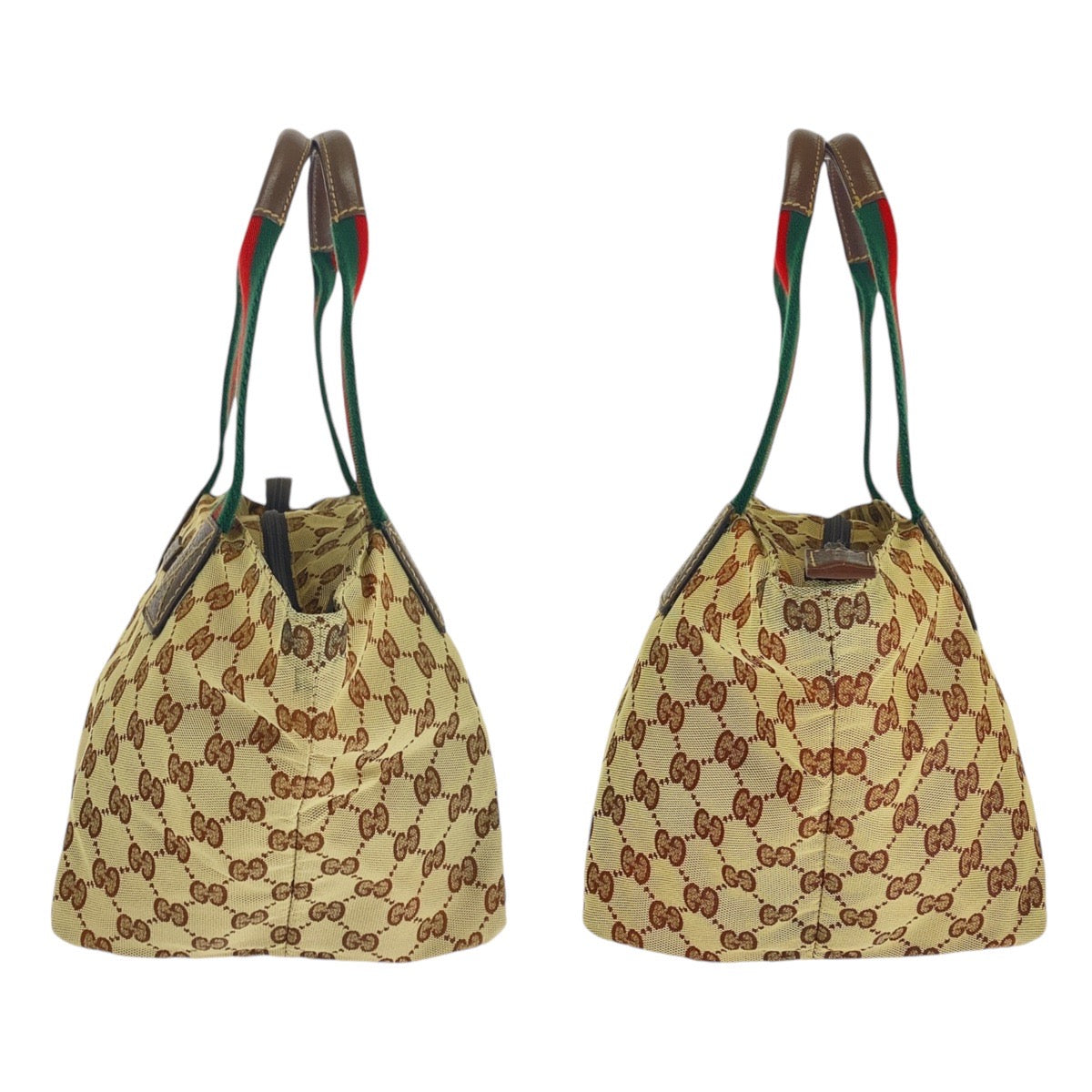 GUCCI Tote Bag 131228 GG canvas, leather Brown beige Tote Bag Shoulder Bag Sherry line Women Used Authentic