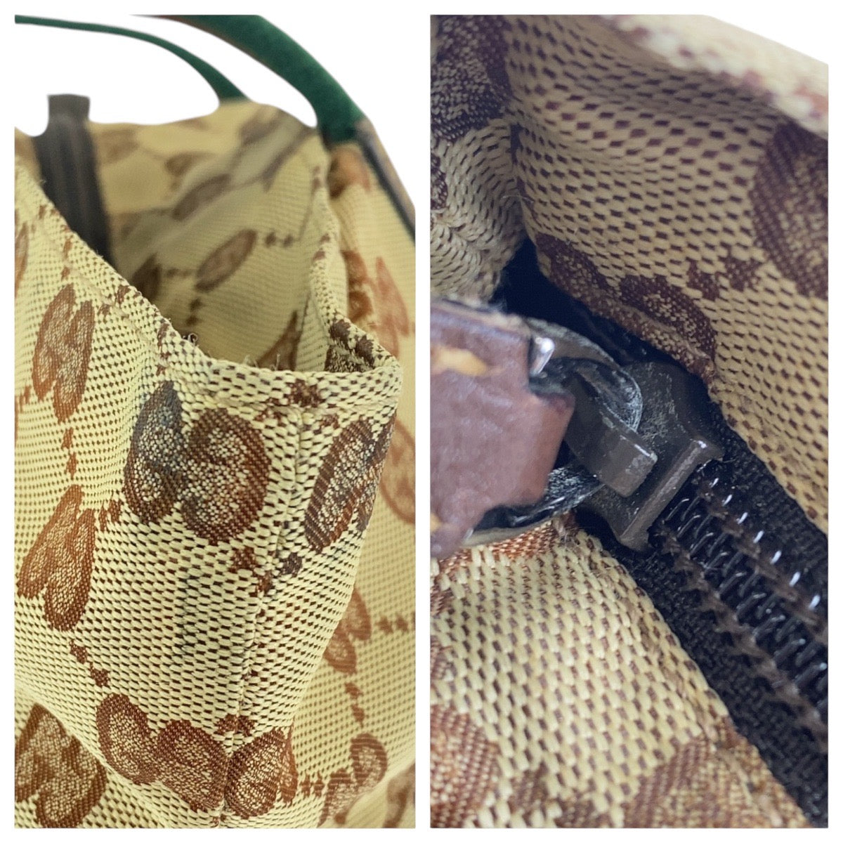 GUCCI Tote Bag 131228 GG canvas, leather Brown beige Tote Bag Shoulder Bag Sherry line Women Used Authentic