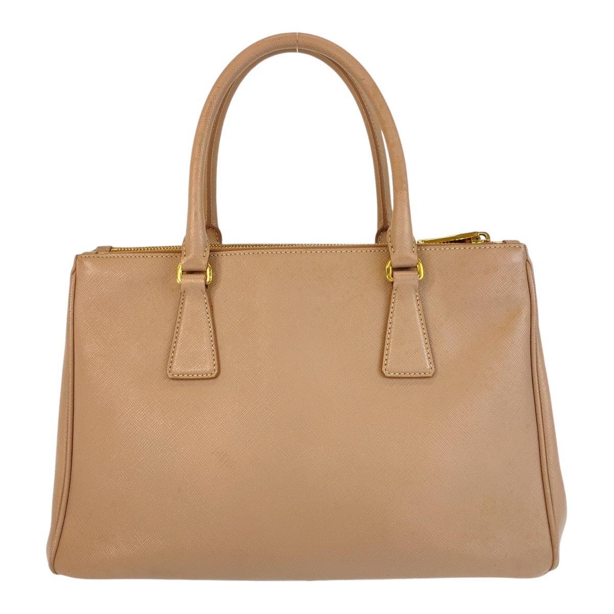 PRADA Handbag leather Beige Gold Metal Handbag Crossbody Shoulder Bag 2way Safiano Galleria TriangleWith logo Women Used Authentic