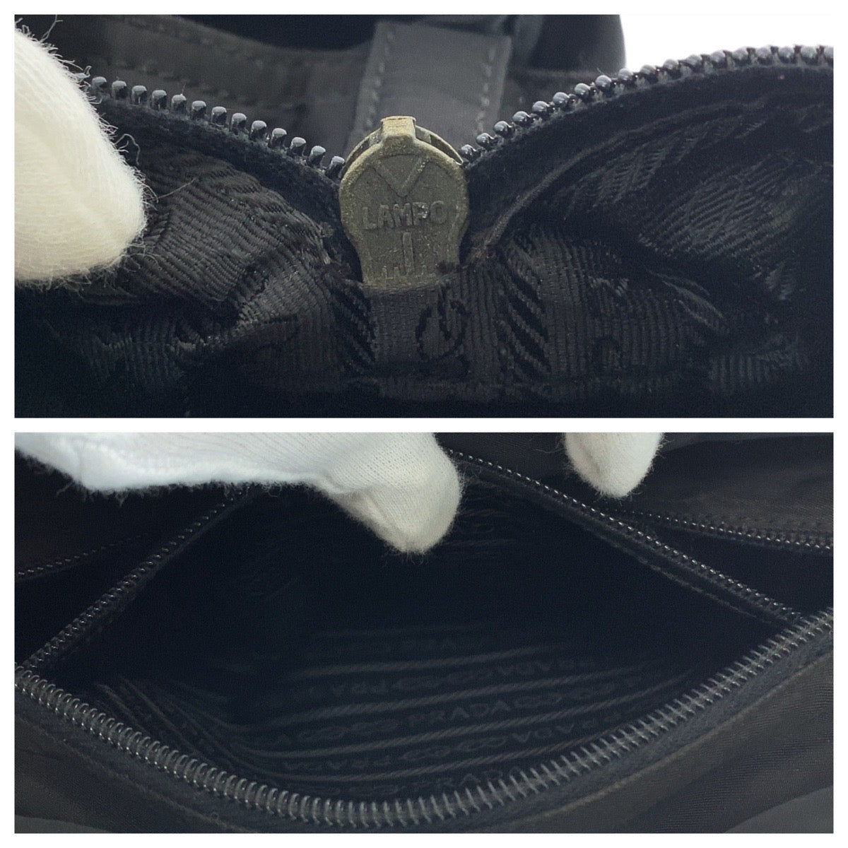 PRADA Shoulder Bag Nylon Black SilverMetal Shoulder Bag Tote Bag Test Triangle With logo Women Used Authentic