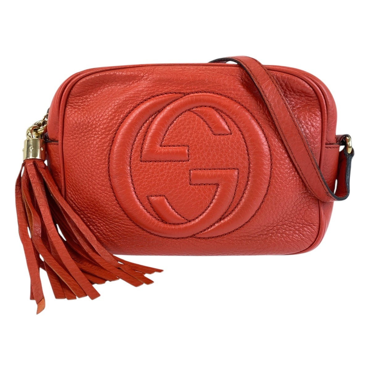 GUCCI Shoulder Bag 308364 leather Red Gold Metal Soho Interlocking