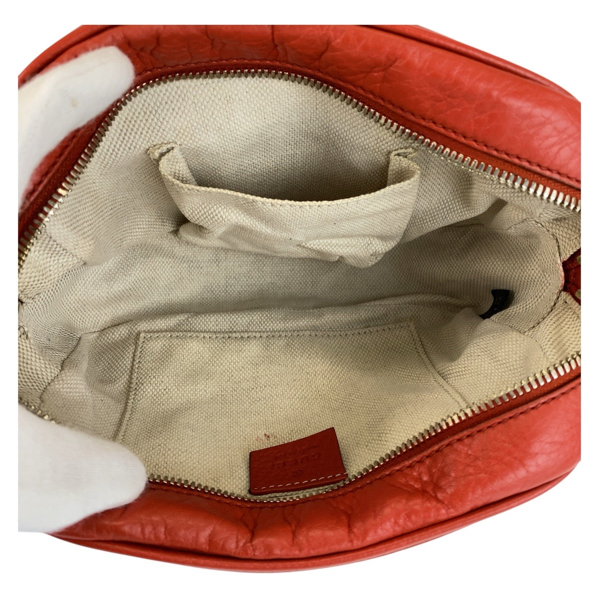 GUCCI Shoulder Bag 308364 leather Red Gold Metal Soho Interlocking
