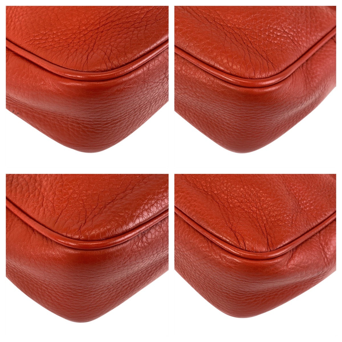 GUCCI Shoulder Bag 308364 leather Red Gold Metal Soho Interlocking