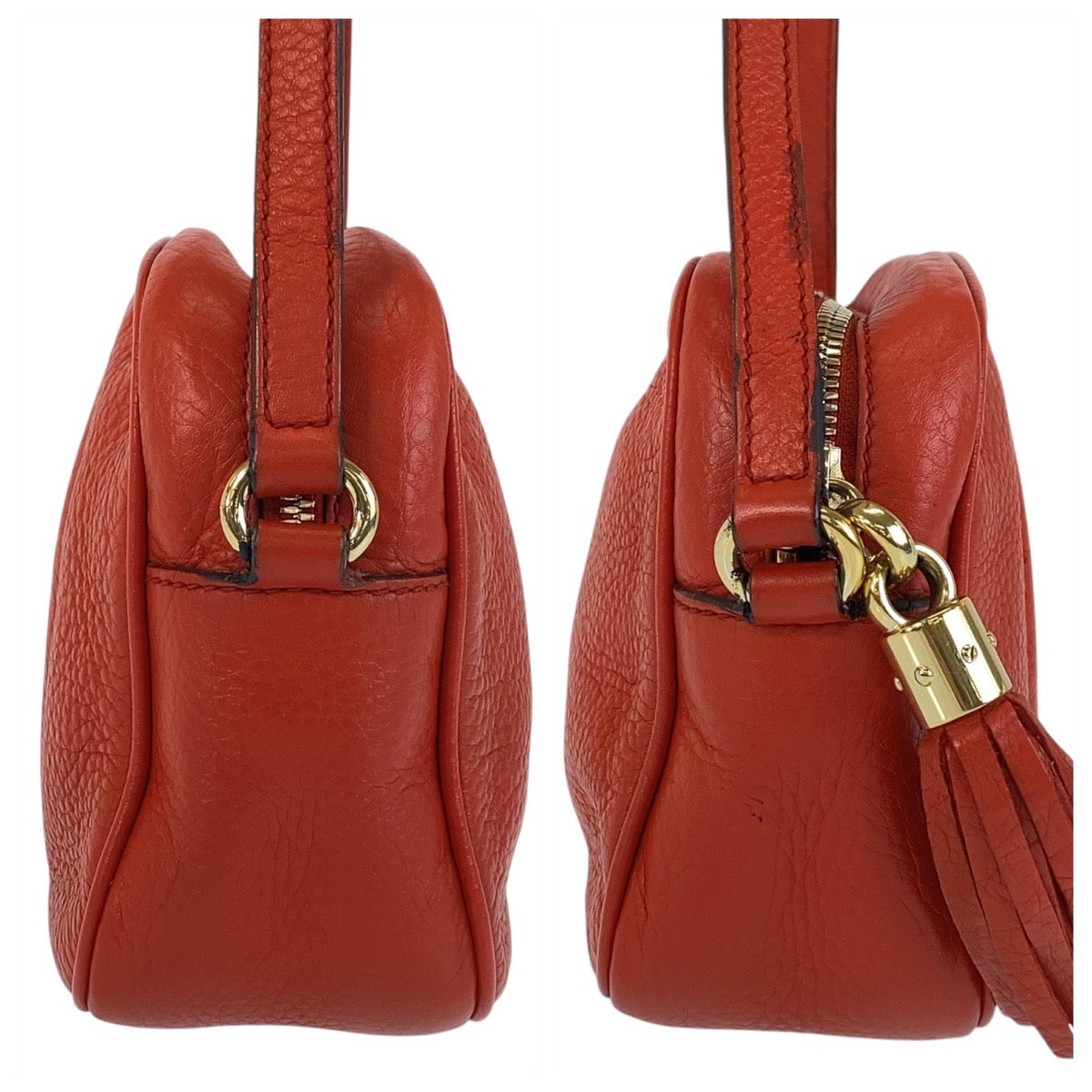 GUCCI Shoulder Bag 308364 leather Red Gold Metal Soho Interlocking
