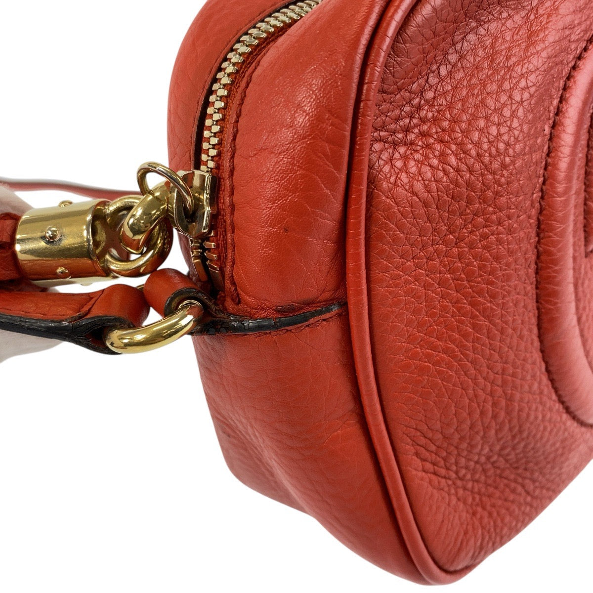 GUCCI Shoulder Bag 308364 leather Red Gold Metal Soho Interlocking