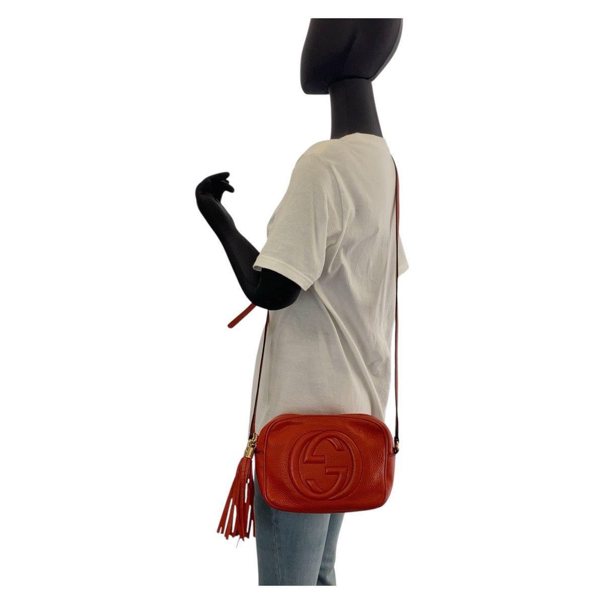 GUCCI Shoulder Bag 308364 leather Red Gold Metal Soho Interlocking