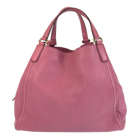 GUCCI Tote Bag 282309 leather Pink Gold Metal Tote Bag Shoulder Bag Soho Interlocking Women Used Authentic