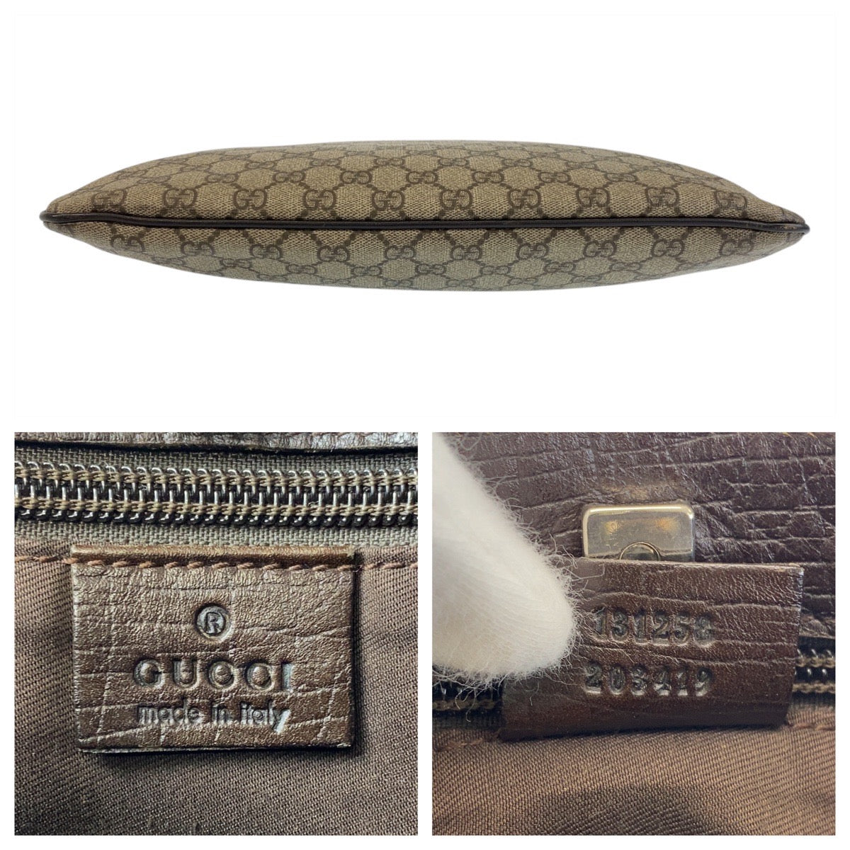 GUCCI Tote Bag 131258 GG Supreme canvas, leather Beige brown Tote Bag Women Used Authentic