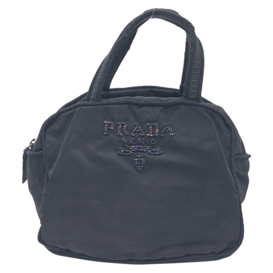 PRADA Handbag Nylon Navy Test Beads logo Women Used Authentic