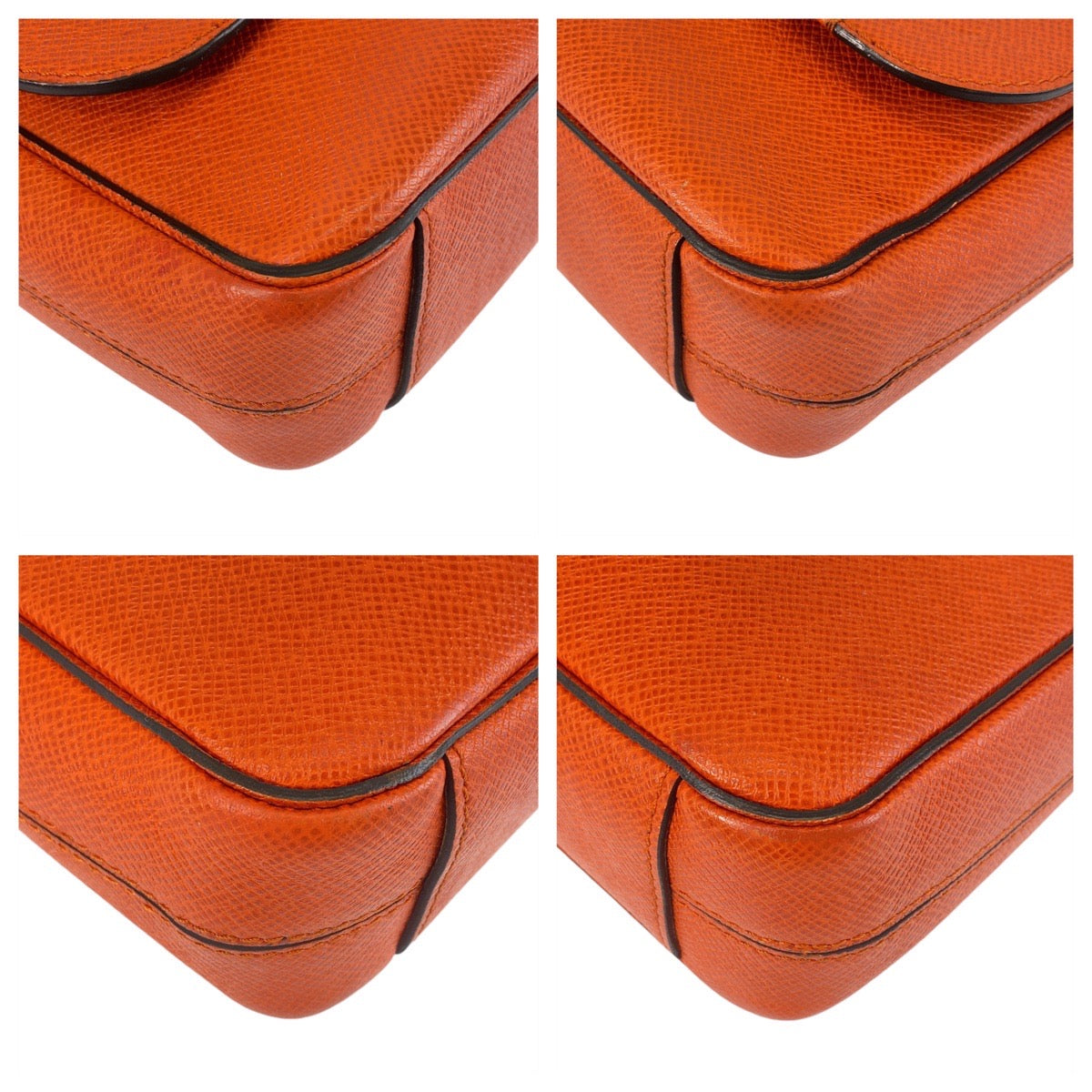 LOUIS VUITTON Shoulder Bag M30618 leather Orange SilverMetal Taiga Roman PM