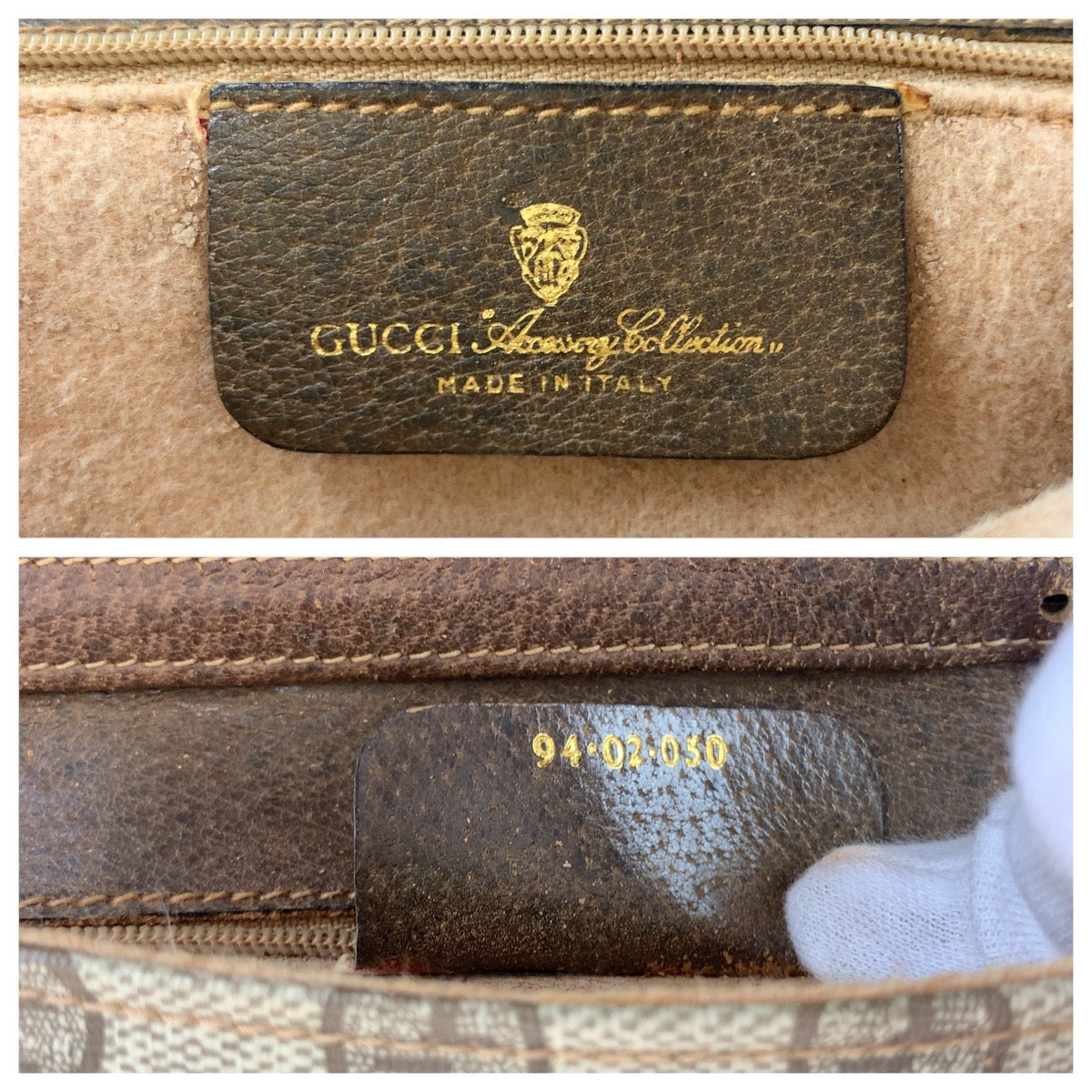 GUCCI Shoulder Bag 94 02 050 GG Supreme canvas, leather Brown Gold Metal Shoulder Bag pochette Old Gucci Women Used Authentic