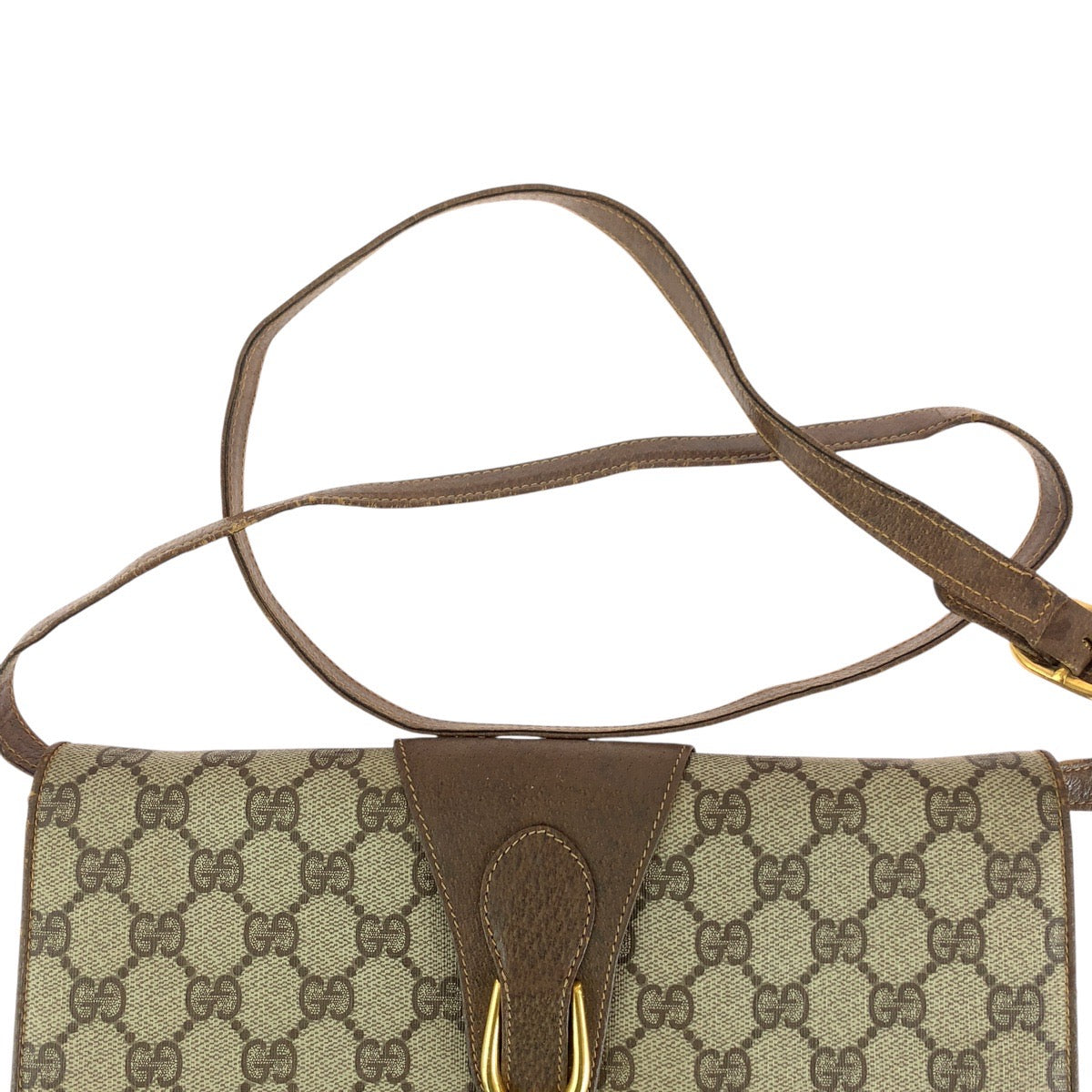 GUCCI Shoulder Bag 94 02 050 GG Supreme canvas, leather Brown Gold Metal Shoulder Bag pochette Old Gucci Women Used Authentic