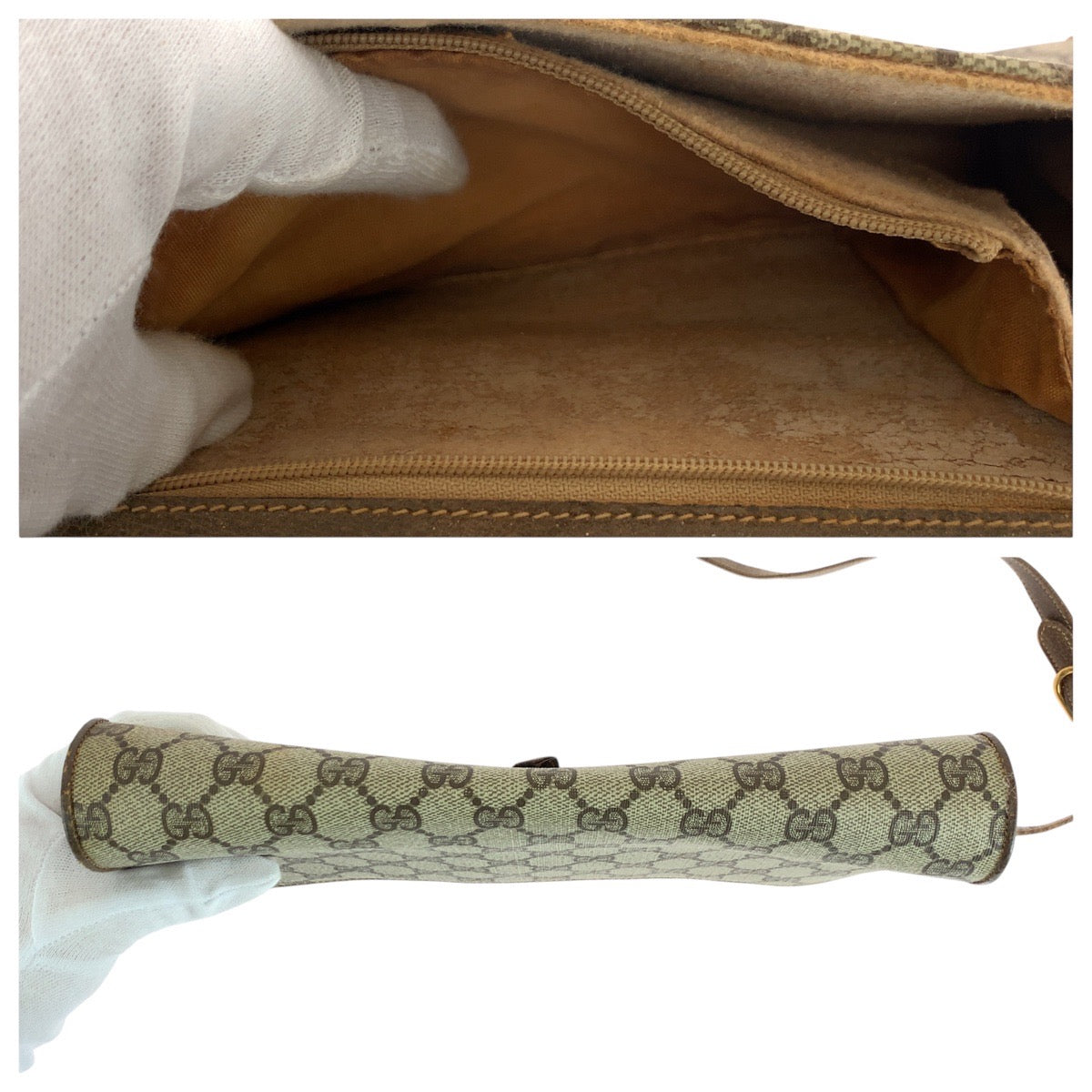 GUCCI Shoulder Bag 94 02 050 GG Supreme canvas, leather Brown Gold Metal Shoulder Bag pochette Old Gucci Women Used Authentic