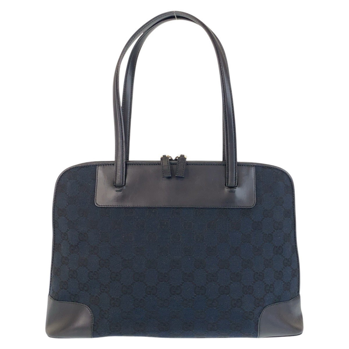 GUCCI Tote Bag 002 1122 GG canvas, leather Black GoldMetal Tote Bag Shoulder Bag Women Used Authentic
