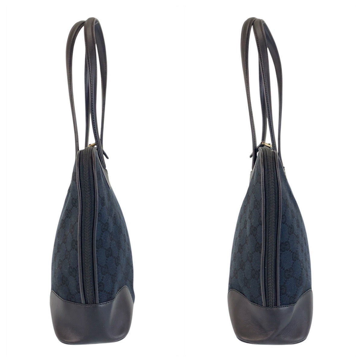 GUCCI Tote Bag 002 1122 GG canvas, leather Black GoldMetal Tote Bag Shoulder Bag Women Used Authentic