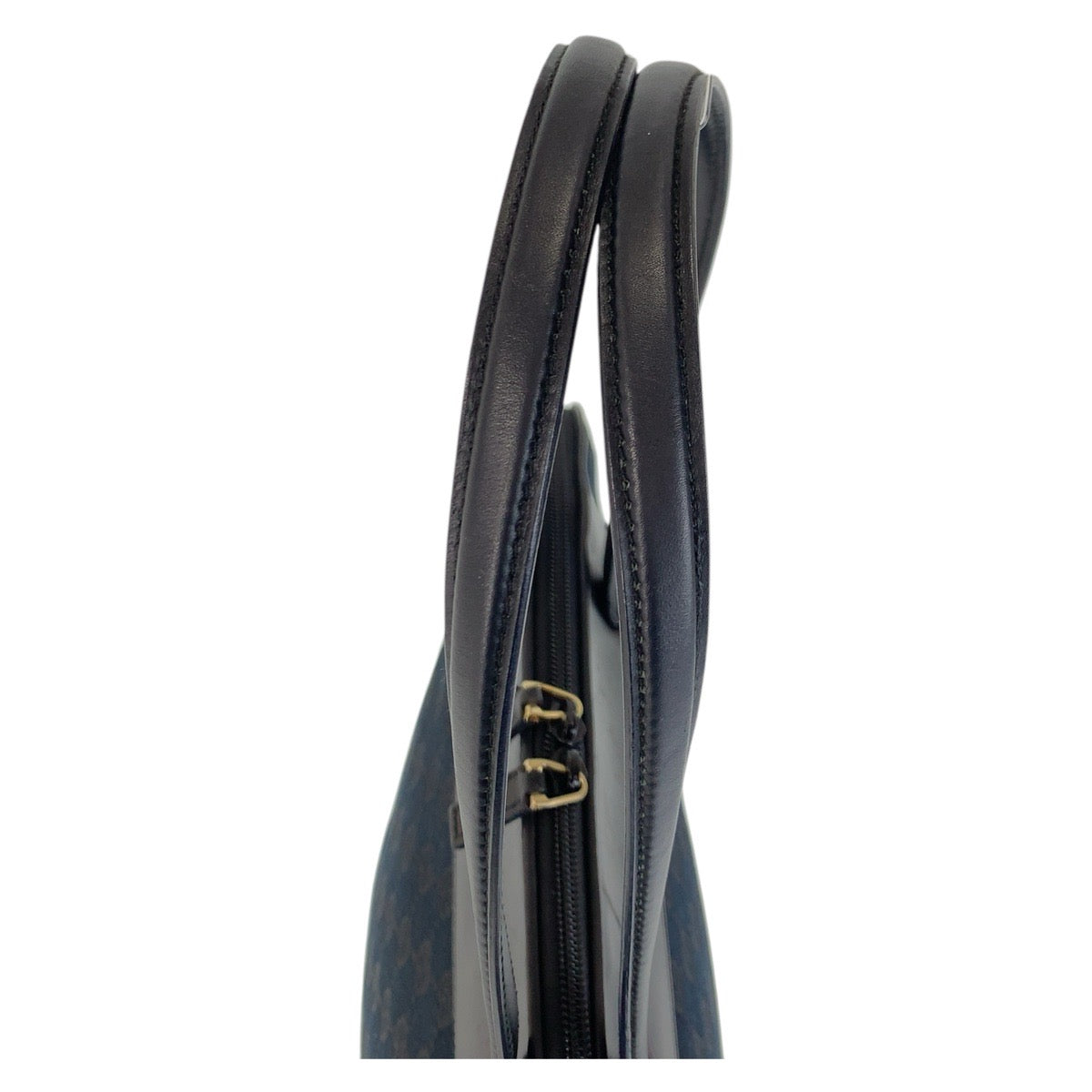 GUCCI Tote Bag 002 1122 GG canvas, leather Black GoldMetal Tote Bag Shoulder Bag Women Used Authentic