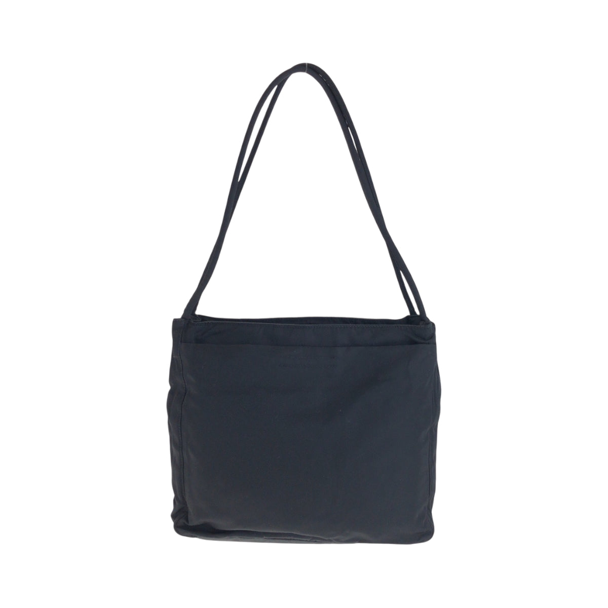 PRADA Tote Bag Nylon Black SilverMetal Tote Bag Shoulder Bag Test Triangle With logo Women Used Authentic