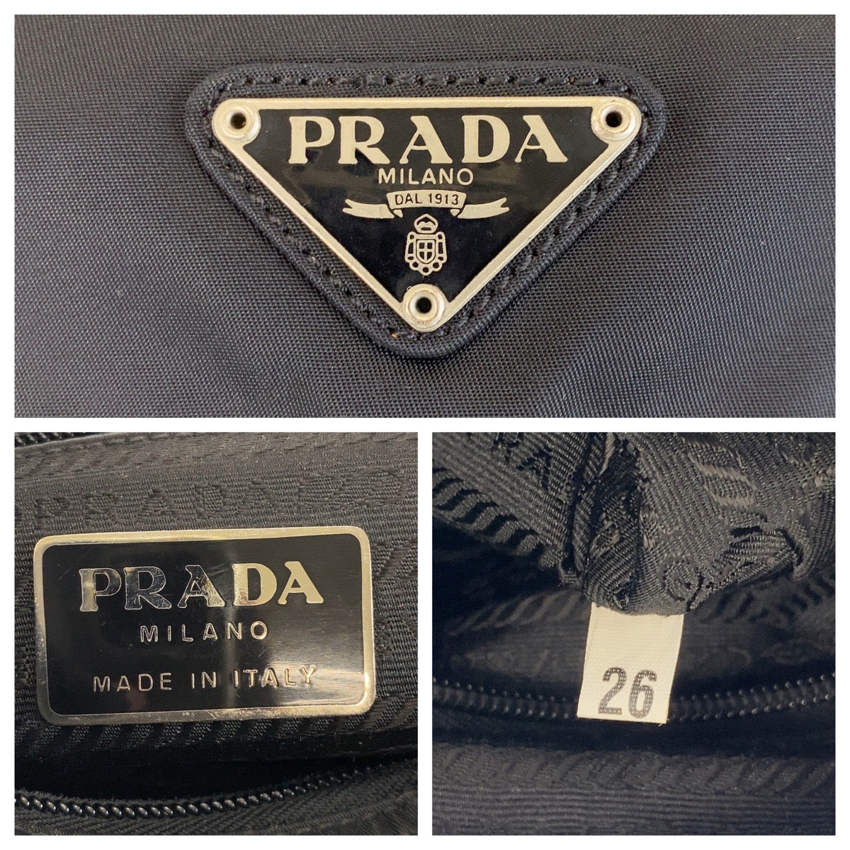 PRADA Shoulder Bag Nylon Black SilverMetal Crossbody Shoulder Bag Messenger Bag Test Triangle With logo Women Used Authentic