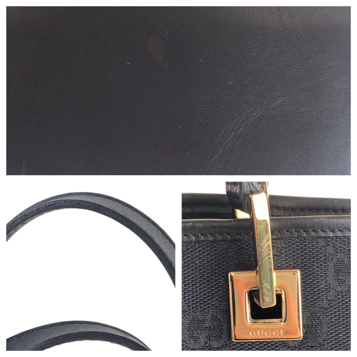 GUCCI Tote Bag 002 1098 GG canvas Black GoldMetal Tote Bag Shoulder Bag Women Used Authentic