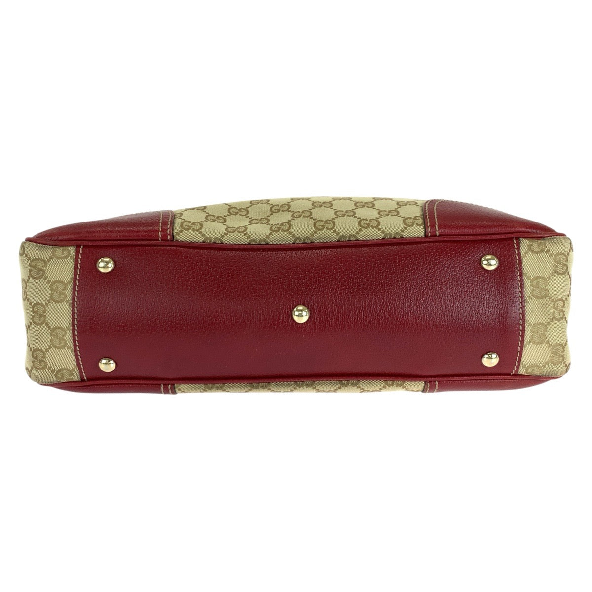 GUCCI Tote Bag 163805 GG canvas, leather Beige Red Gold Metal Tote Bag Shoulder Bag Sherry Line Princess Women Used Authentic